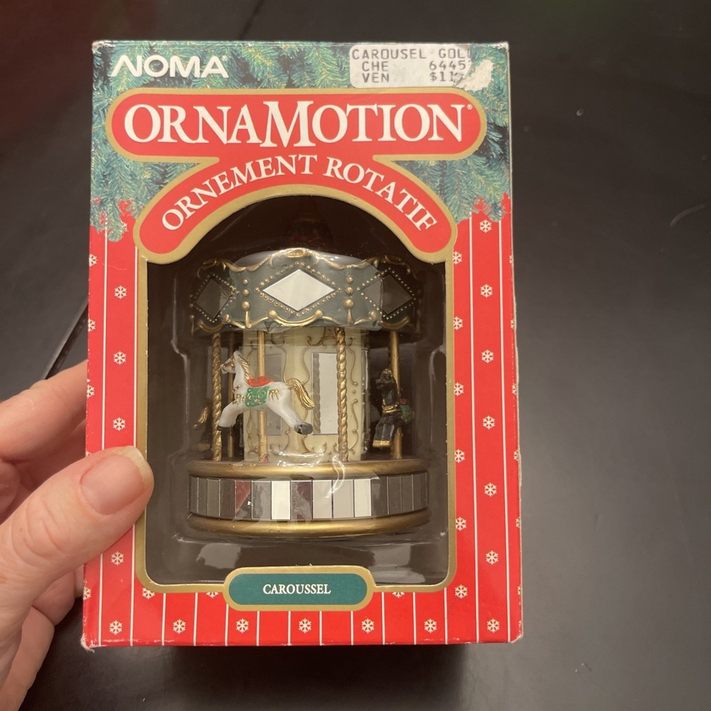 Vintage 1989 NOMA Ornamotion Rotating Carousel Ornament With Motorized Motion